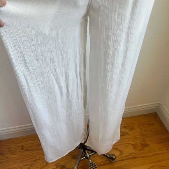 PrAna Fernie Wide Leg Jumpsuit White Size S NWT Lightweight Semi-Sheer Coverup - Picture 5 of 16
